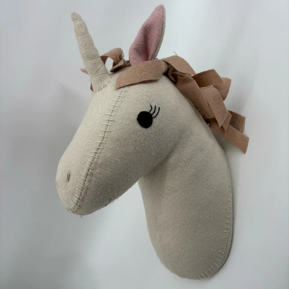 Unicorn Plush Head Wall Mount Faux‎ Taxidermy Plush Nursery Pillowfort Decor